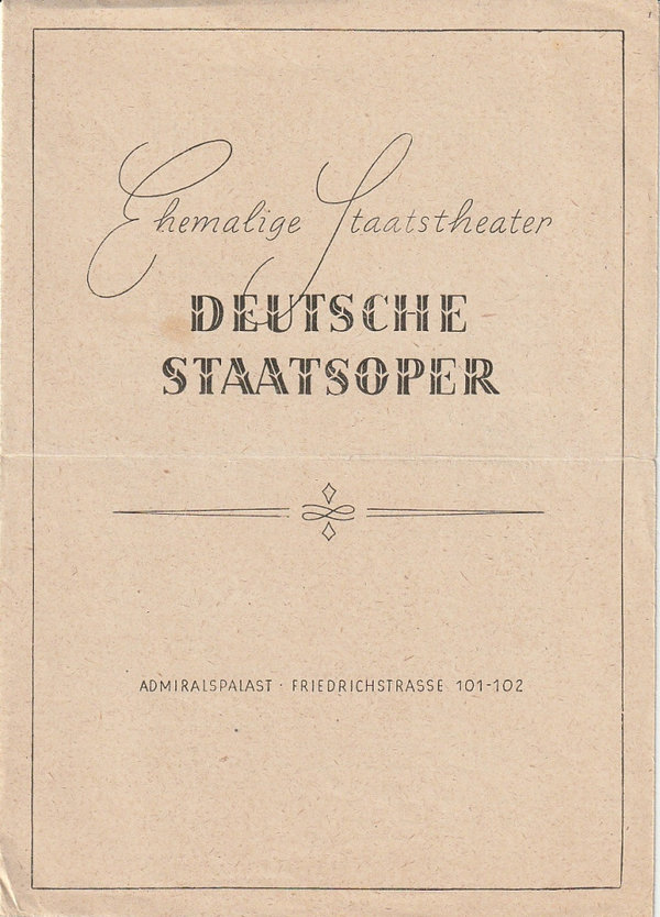 Programmheft Giacomo Puccini MADAME BUTTERFLY Admiralspalast Berlin 1947