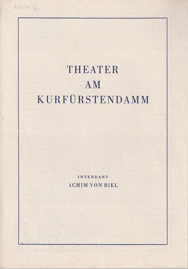 Programmheft Edmund Nick DAS KLEINE HOFKONZERT Theater am Kurfürstendamm 1948