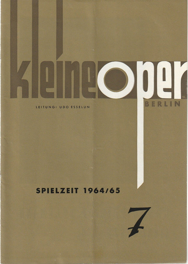 Programmheft  Telemann PIMPIONE oder DIE UNGLEICHE HEIRAT Kleine Oper 1965