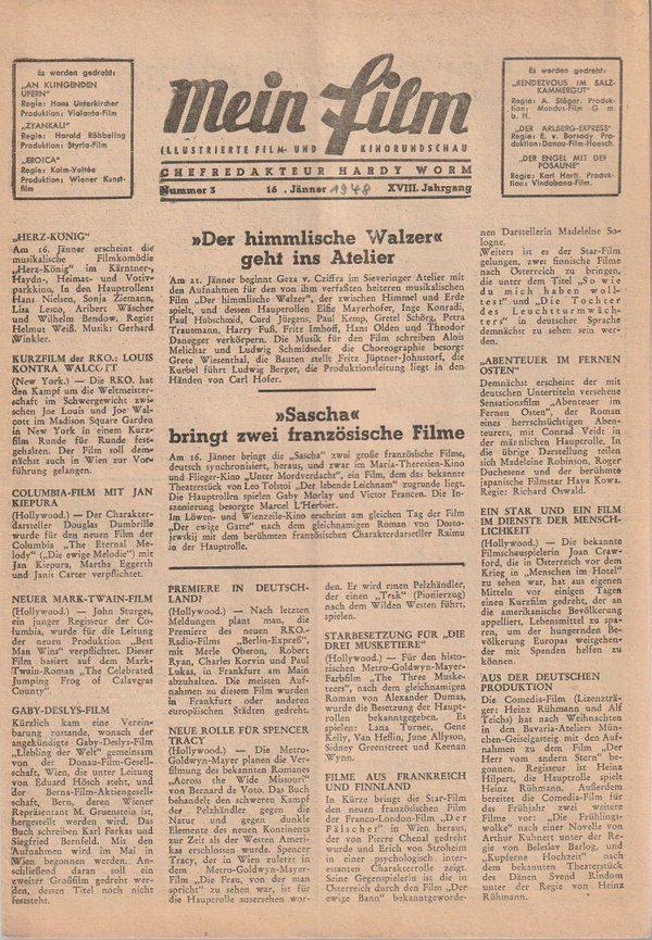 MEIN FILM Nummer 3 16. Jänner 1948 XVIII. Jahrgang