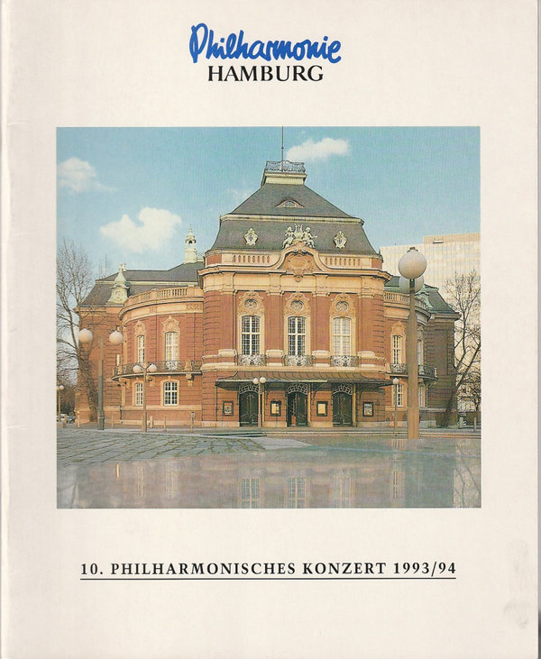 Programmheft 10. Philharmonisches Konzert 1994 Philharmonie Hamburg