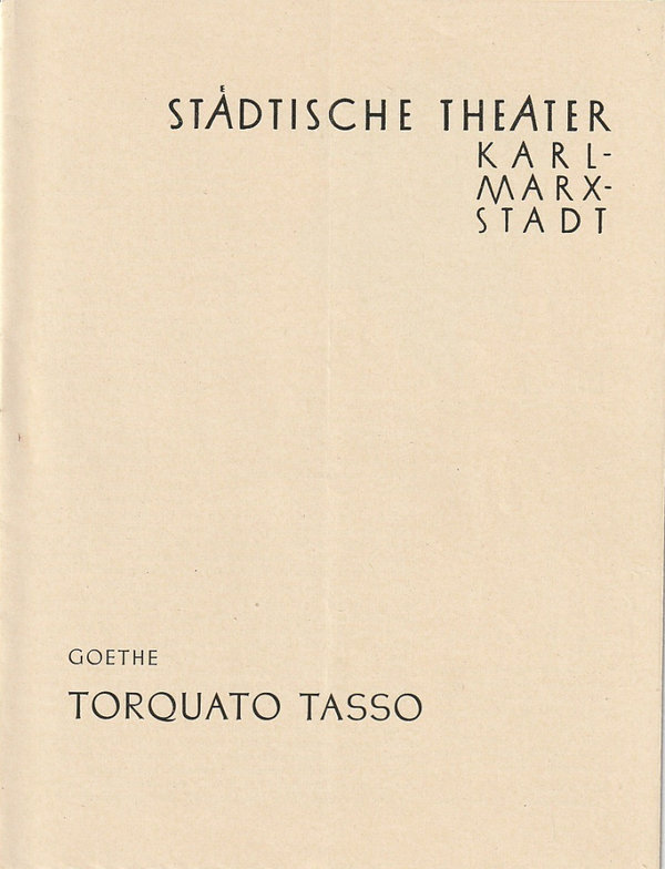 Programmheft Johann Wolfgang von Goethe TORQUATO TASSO Karl-Marx-Stadt 1957