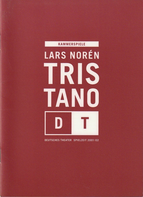 Programmheft Uraufführung Lars Norden TRISTANO Kammerspiele Berlin 2001
