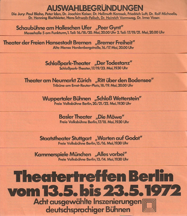 Programmheft THEATERTREFFEN BERLIN 13. Mai bis 23. Mai 1972