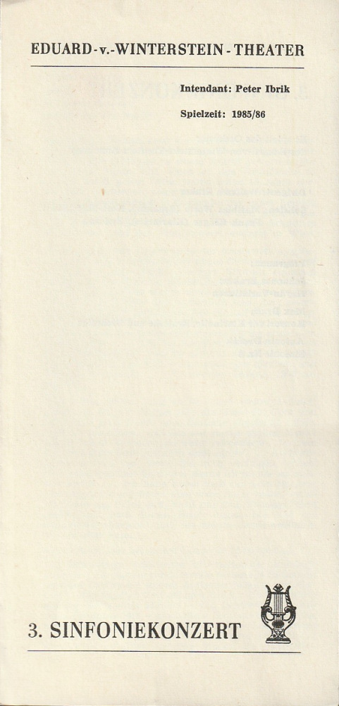 Programmheft 3. SINFONIEKONZERT ORCHESTER EDUARD-VON-WINTERSTEIN-THEATER 1986