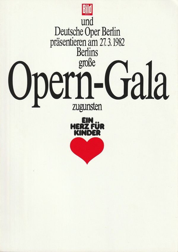 Programmheft BERLINS GROßE OPERN-GALA ZUGUNSTEN EIN HERZ FÜR KINDER 1982