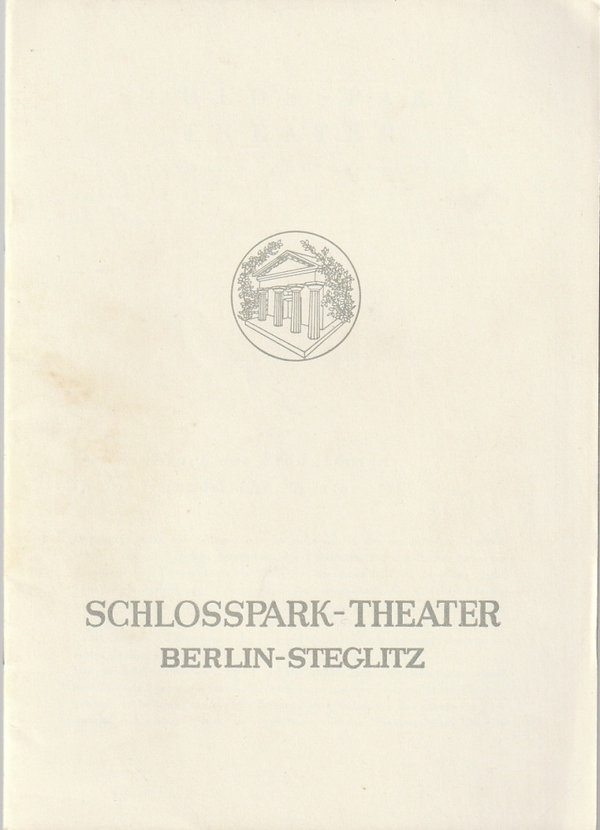 Programmheft Moliere DER MENSCHENFEIND Schlosspark Theater  1958