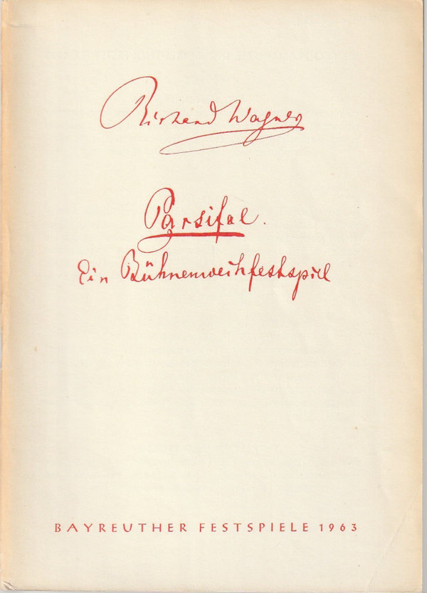Programmheft Richard Wagner PARSIFAL Bayreuther Festspiele 1963