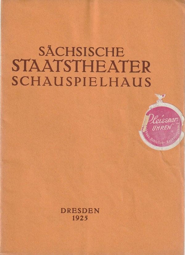 Programmheft Bernard Shaw DIE HEILIGE JOHANNA Schauspielhaus Dresden 1925