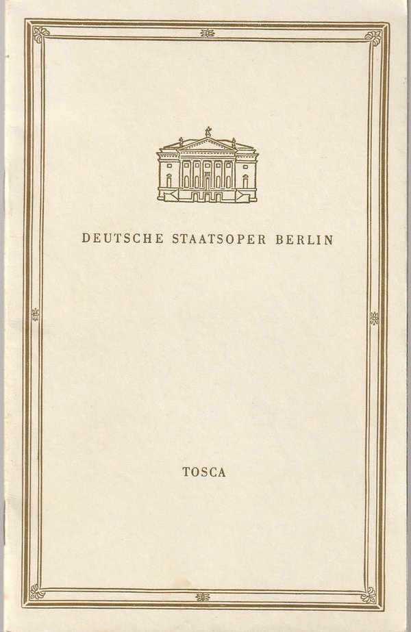Programmheft Giacomo Puccini TOSCA Deutsche Staatsoper Berlin 1961