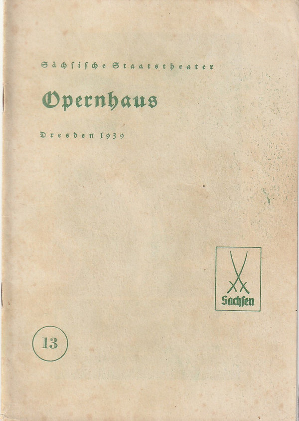 Programmheft Giuseppe Verdi LA TRAVIATA Opernhaus Dresden 1939