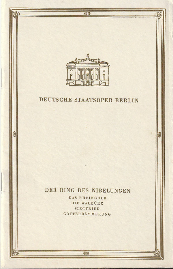 Programmheft DER RING DES NIBELUNGEN Deutsche Staatsoper Berlin 1960