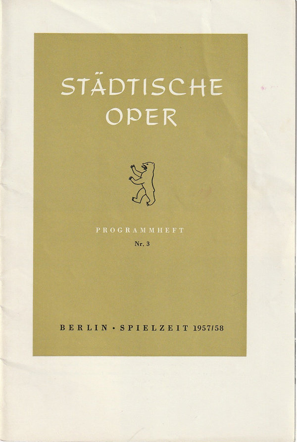 Programmheft Giuseppe Verdi NABUCCO Städtische Oper Berlin 1957