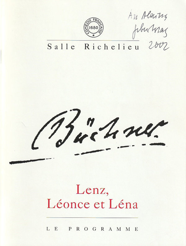 Programmheft Georg Büchner LENZ, LEONCE ET LENA Comedie Francaise 2002