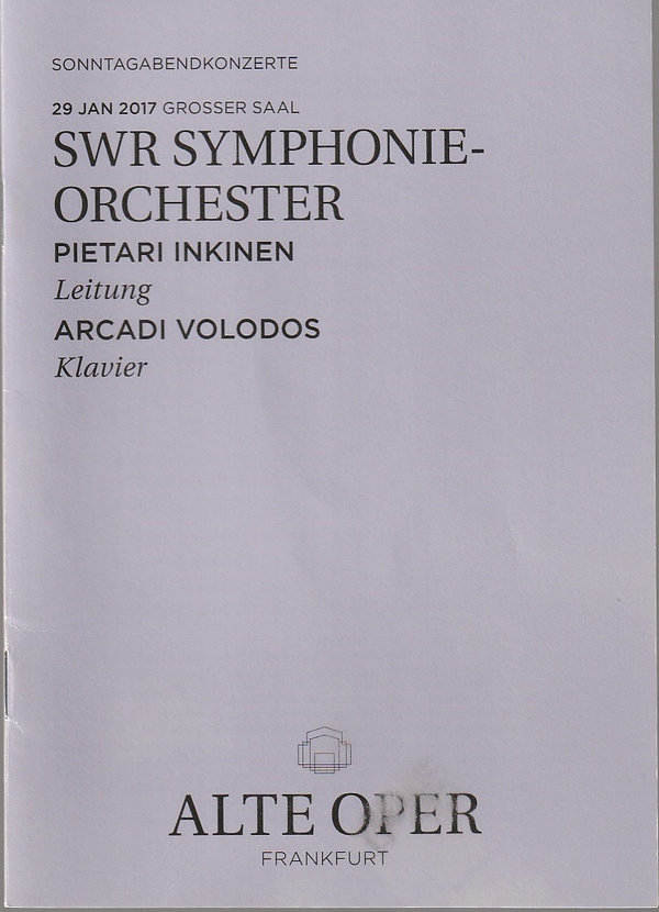 Programmheft SWR SYMPHONIE-ORCHESTER Alte Oper Frankfurt 2017