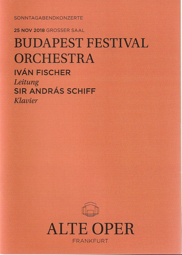 Programmheft BUDAPEST FESTIVAL ORCHESTRA Alte Oper Frankfurt 2018