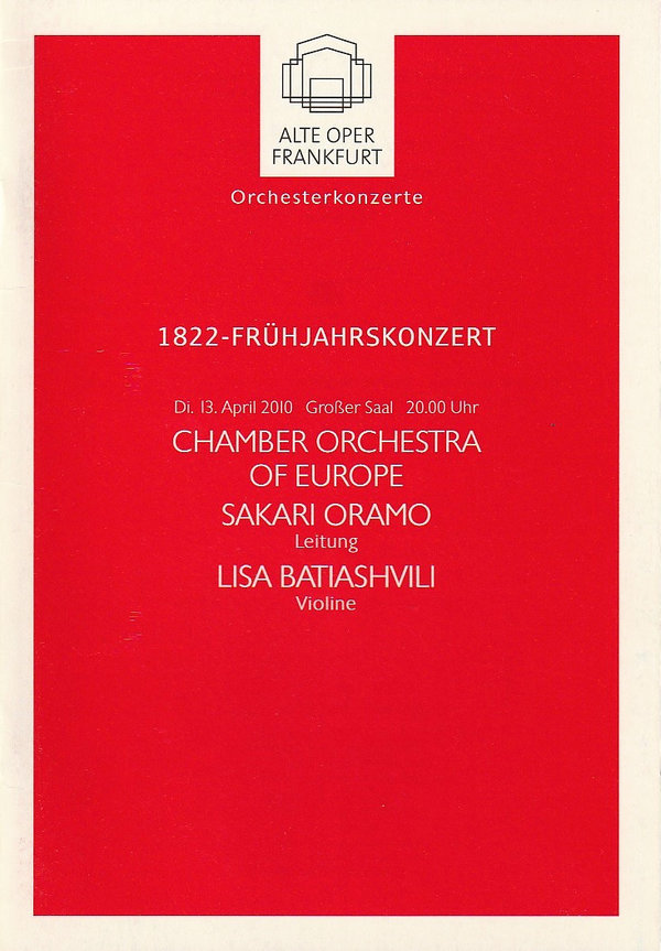 Programmheft CHAMBRE ORCHESTRA OF EUROPE Alte Oper Frankfurt 2010