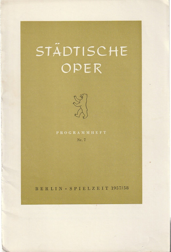Programmheft Giuseppe Verdi RIGOLETTO Städtische Oper Berlin 1958
