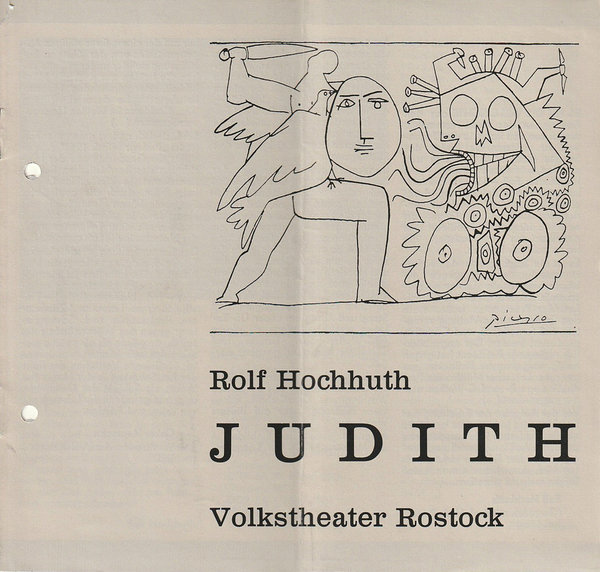 Programmheft Rolf Hochhuth JUDITH Volkstheater Rostock DDR 1985