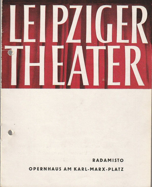 Programmheft Georg Friedrich Händel RADAMISTO Laipziger Theater 1960