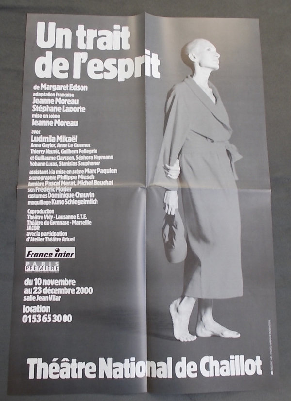 Theaterplakat Margaret Edson UN TRAIT DE L'ESPRIT Theatre National Chaillot 2000