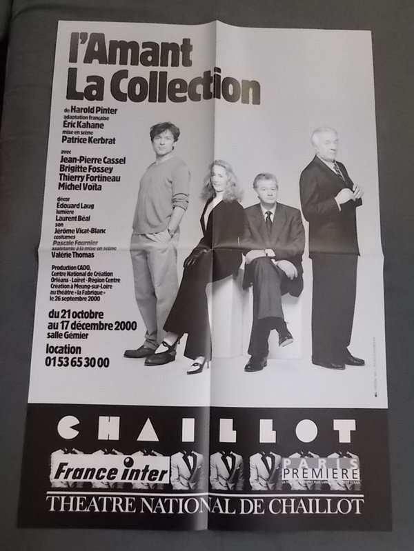 Theaterplakat Harold Pinter L'AMANT LA COLLECTION Theatre National Chaillot 2000
